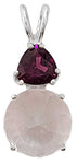 Rose Quartz Mini Radiant Heart™ with Trillion Cut Rhodolite Garnet