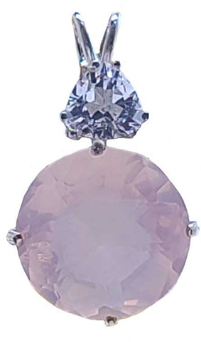 Rose Quartz Radiant Heart Crystal™ with Trillion Cut Danburite