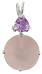 Rose Quartz Radiant Heart Crystal™ with Trillion Cut Ruby Lavender Quartz