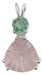 Rose Quartz Super Nova™ Trillion with 6mm Round Cut Tibetan Green Obsidian Special 2