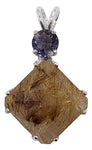 Rutilated Quartz Small Magician Stone™ with Round Cut Iolite