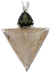 Rutilated Quartz Angelic Star™ with Trillion Cut Moldavite