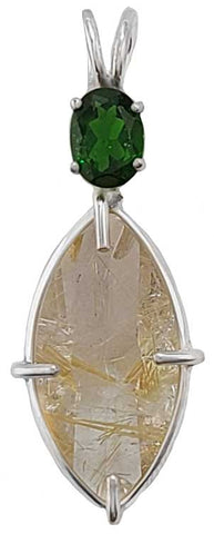 Rutilated Quartz Infinite Eye™ with Oval Cut Chrome Diopside