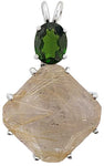 Rutilated Quartz Regular Magician Stone™ with Oval Cut Chrome Diopside