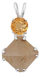 Rutilated Quartz Mini Magician Stone™ with Round Cut Orange Topaz