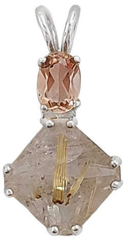 Rutilated Quartz Mini Magician Stone™ with Oval Cut Sunstone