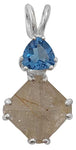 Rutilated Quartz Mini Magician Stone™ with Trillion Cut Tibetan Blue Obsidian