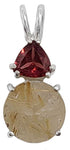 Rutilated Quartz Mini Radiant Heart™ with Trillion Cut Garnet