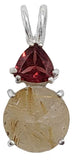 Rutilated Quartz Mini Radiant Heart™ with Trillion Cut Garnet