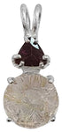 Rutilated Quartz Mini Radiant Heart™ with Trillion Cut Red Tourmaline