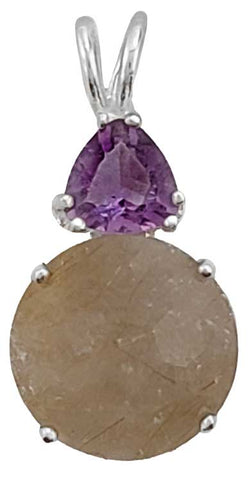 Rutilated Quartz Super Nova™ with Trillion Cut Amethyst