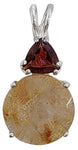 Rutilated Quartz Super Nova™ with Trillion Cut Garnet