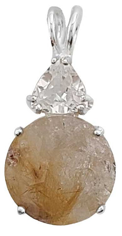 Rutilated Quartz Super Nova™ with Trillion Cut White Topaz