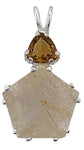 Rutilated Quartz Star of Venus™ with Trillion Cut Citrine