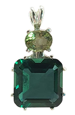 Siberian Green Quartz Earth Heart Crystal™ with Oval Cut Green Tourmaline