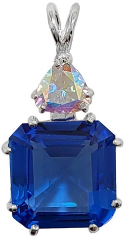 Siberian Blue Quartz Earth Heart Crystal™ with Trillion Cut Mystic Topaz