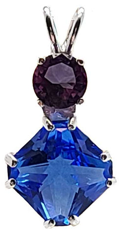 Siberian Blue Quartz Mini Magician Stone™ with Round Cut Amethyst
