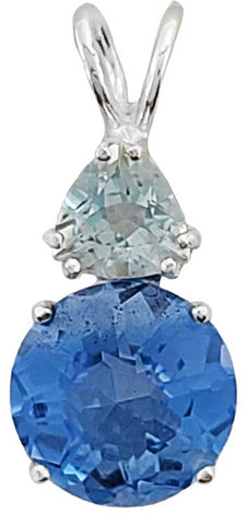 Siberian Blue Quartz Mini Radiant Heart™ with Trillion Cut Aquamarine