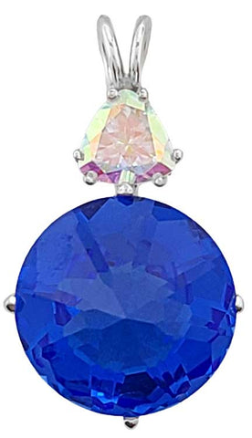 Siberian Blue Quartz Radiant Heart Crystal™ with Trillion Cut Mystic Topaz