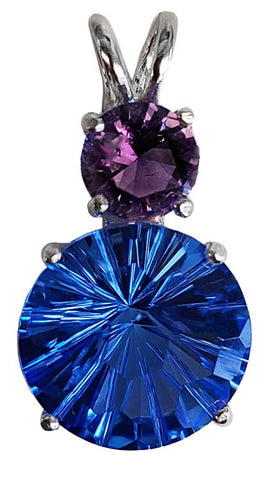 Siberian Blue Quartz Super Nova™ with Round Cut Amethyst