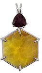 Siberian Gold Quartz Flower of Life™ with Trillion Cut Rhodolite Garnet