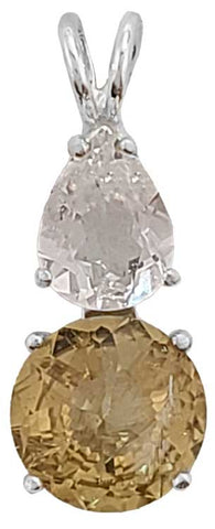 Siberian Gold Quartz Mini Radiant Heart™ with Pear Cut Danburite