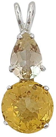 Siberian Gold Quartz Mini Radiant Heart™ with Pear Cut Golden Labradorite