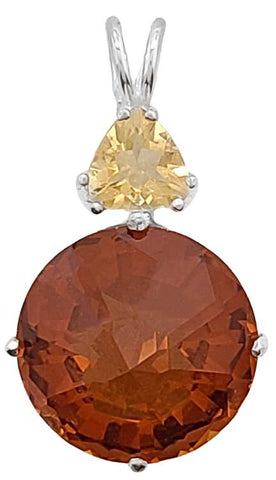 Siberian Gold Quartz Radiant Heart Crystal™ with Trillion Cut Golden Topaz