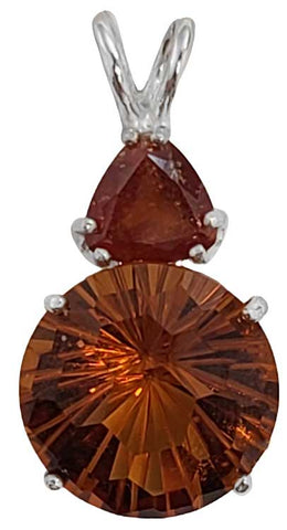 Siberian Gold Quartz Super Nova™ with Trillion Cut Hessonite Garnet