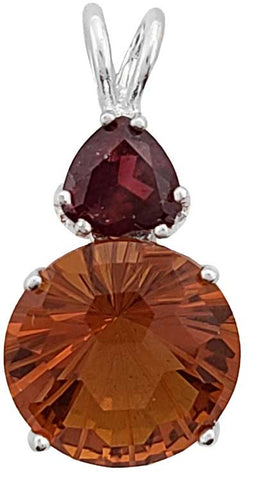 Siberian Gold Quartz Super Nova™ with Trillion Cut Rhodolite Garnet