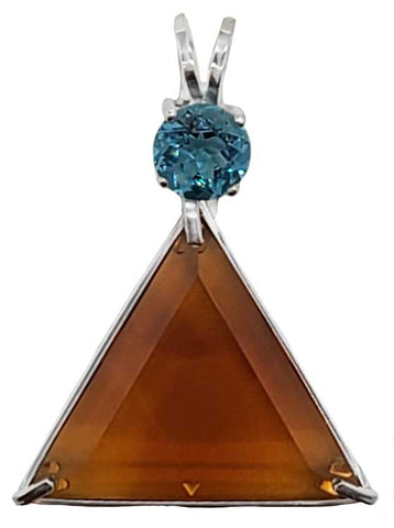 Siberian Gold Quartz Star of David™ with Round Cut Tibetan Blue Obsidian