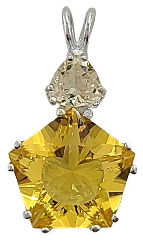 Siberian Gold Quartz Star of Venus™ with Trillion Cut Golden Labradorite