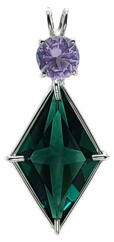 Siberian Green Quartz Ascension Star™ with Round Cut Ruby Lavender Quartz