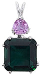 Siberian Green Quartz Earth Heart Crystal™ with Trillion Cut Ruby Lavender Quartz