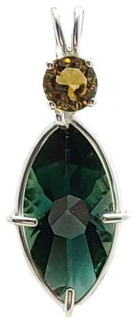 Siberian Green Quartz Infinite Eye™ with Round Cut Citrine