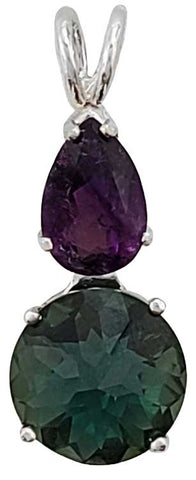 Siberian Green Quartz Mini Radiant Heart™ with Pear Cut Amethyst