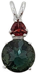 Siberian Green Quartz Mini Radiant Heart™ with Trillion Cut Garnet