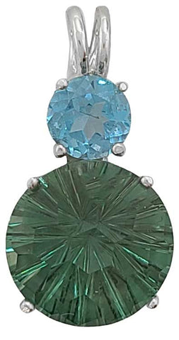 Siberian Green Quartz Super Nova™ With Round Cut Blue Topaz