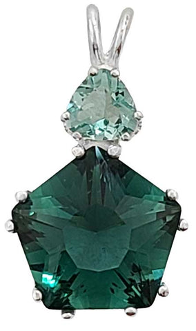 Siberian Green Quartz Star of Venus™ with Trillion Cut Colombian Obsidian