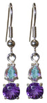 6mm Siberian Purple Quartz Super Nova™ with Pear Cut Mystic Topaz Dangle Earrings