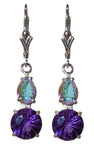 8mm Siberian Purple Quartz Super Nova™ with Pear Cut Mystic Topaz Dangle Earrings