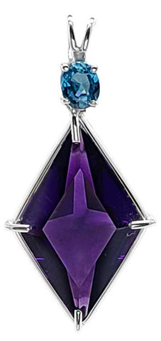 Siberian Purple Quartz Ascension Star™ with Oval Cut Blue Zircon