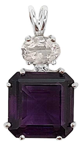 Siberian Purple Quartz Earth Heart Crystal™ with Oval Cut Danburite