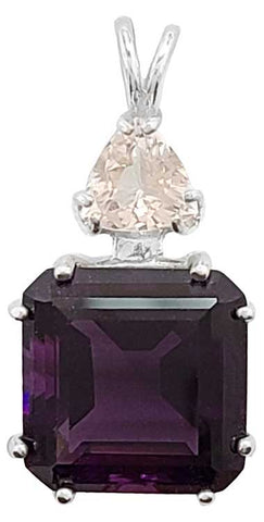 Siberian Purple Quartz Earth Heart Crystal™ with Trillion Morganite