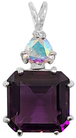 Siberian Purple Quartz Earth Heart Crystal™ with Trillion Cut Mystic Topaz
