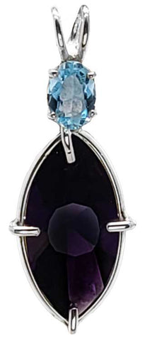 Siberian Purple Quartz Infinite Eye™ with Oval Cut Aquamarine