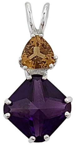 Siberian Purple Quartz Mini Magician Stone™ with Trillion Cut Citrine