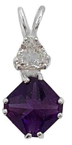 Siberian Purple Quartz Mini Magician Stone™ with Trillion Cut White Topaz