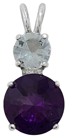 Siberian Purple Quartz Mini Radiant Heart™ with Round Cut Aquamarine