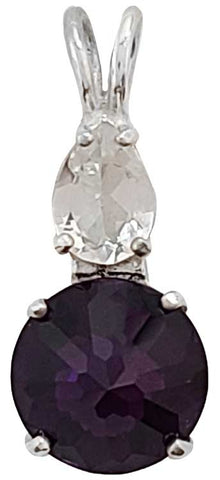 Siberian Purple Quartz Mini Radiant Heart™ with Pear Cut White Topaz